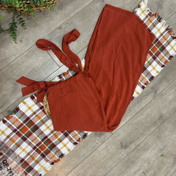 New Zenana Women’s Rust Wide-Leg Suspender Jumpsuit Overalls Size Small - Picture 5 of 13